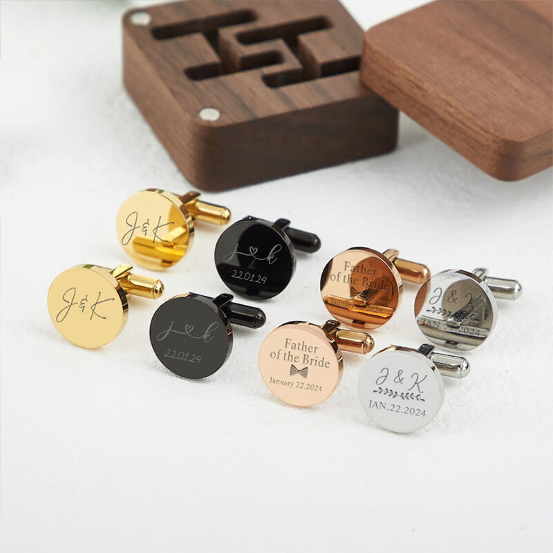 Personalized Custom Cufflink Suit Neckline Engraving Letters Design Perfect Gift for Him