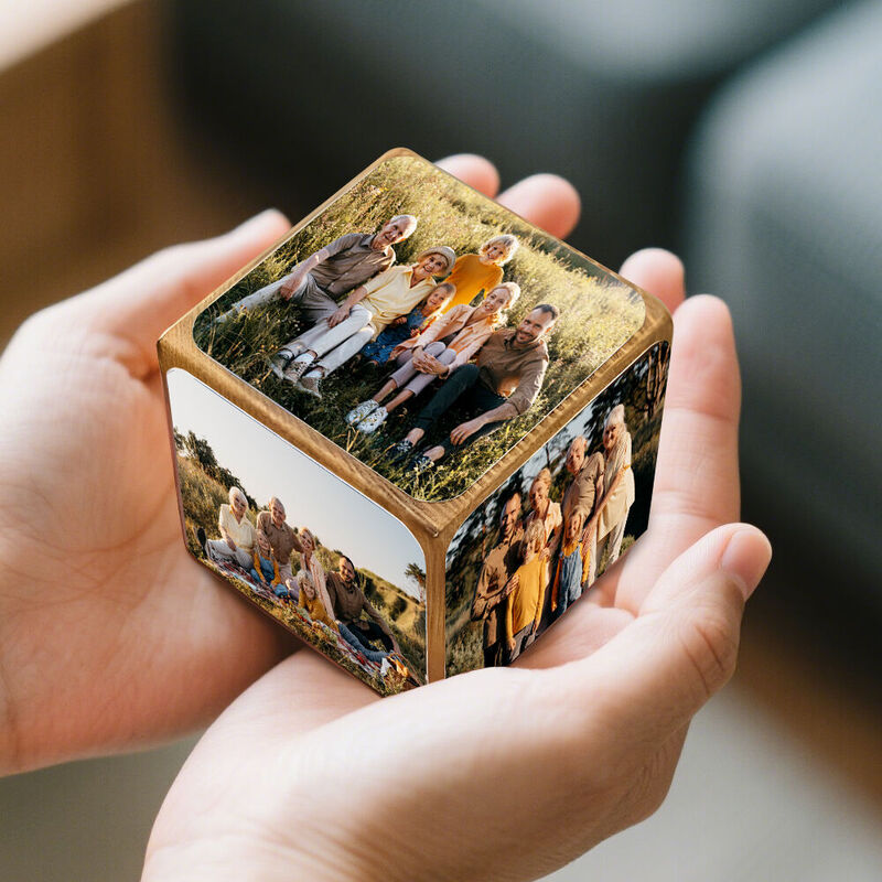 Cube photo en bois personnalisé, cadeau de Noël amusant pour la famille