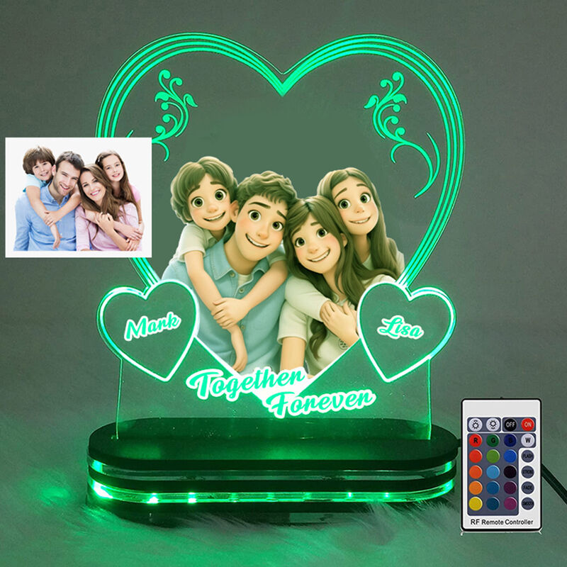 Personalized Acrylic Lamp Custom Cartoon Style Photo Cute Gift for Family