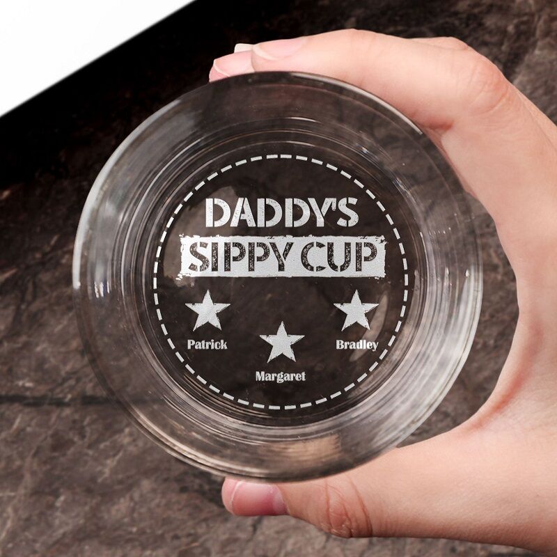 Personalized Whiskey Glass My Daddy's Sippy Cup with Custom Star Names Perfect for Father's Day