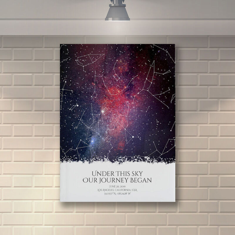 Tableau mural Carte des Etoiles Personnalisée avec Fond de Ciel Etoilé Meilleur Cadeau pour la Famille