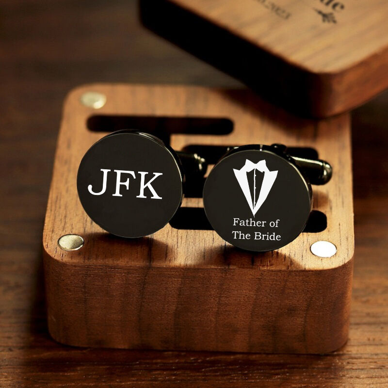 Personalized Custom Cufflink Suit Neckline Engraving Letters Design Perfect Gift for Him