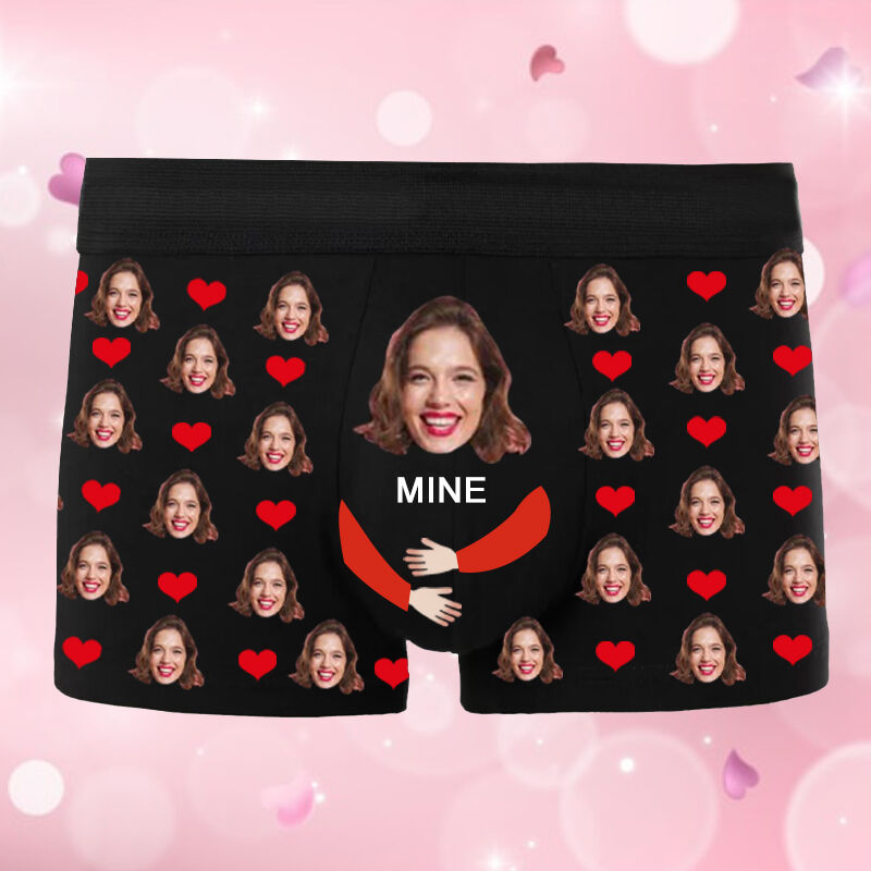Personalisierte Bild Herren Unterwäsche Boxershorts mit Herz-Muster Kreatives Geschenk für Ehemann