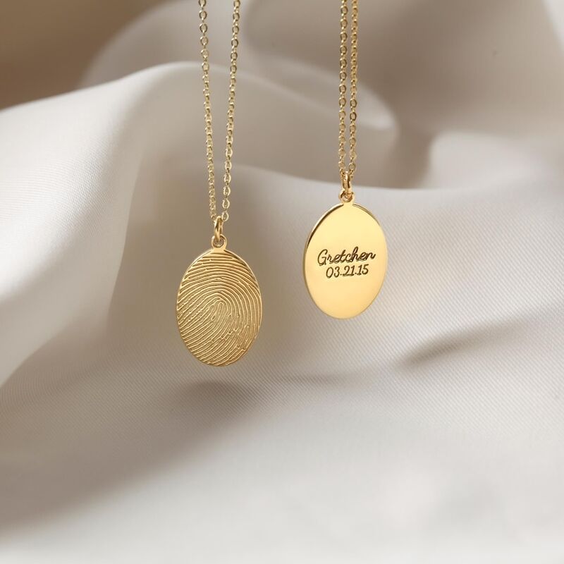 Personalized Fingerprint Necklace With Birthstone Simple Gift For Mother