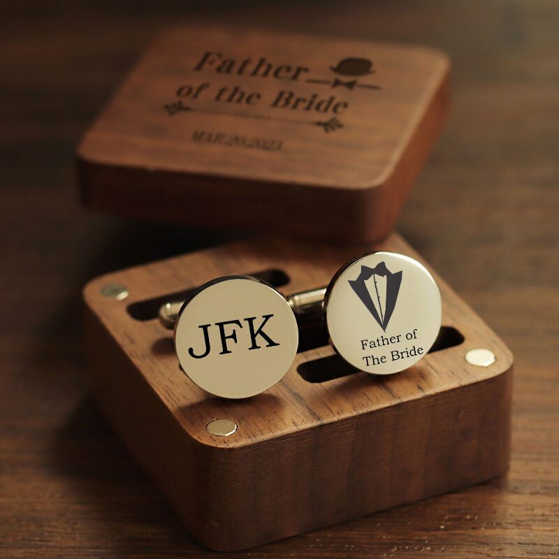 Personalized Custom Cufflink Suit Neckline Engraving Letters Design Perfect Gift for Him