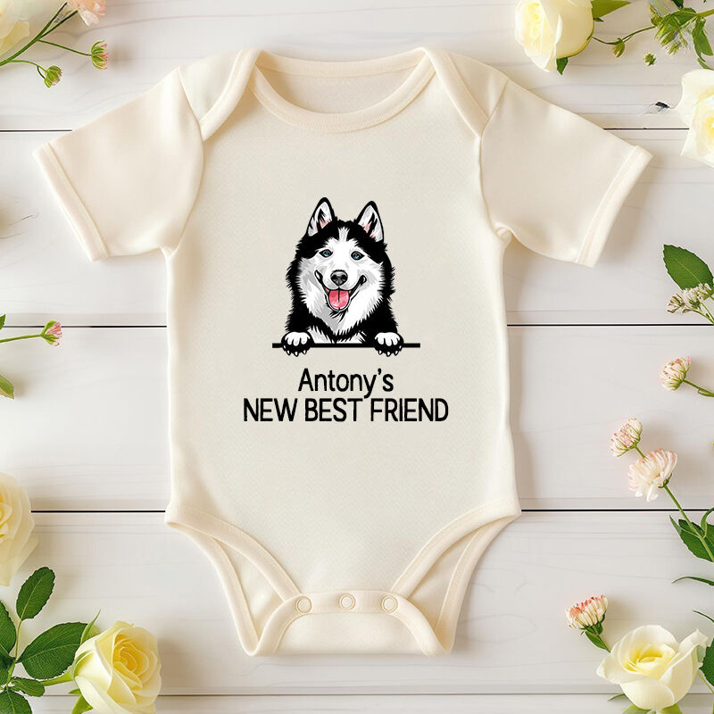 Personalized Baby Onesie New Best Friend Optional Pets Attractive Baby Shower Gift for Pet Lovers
