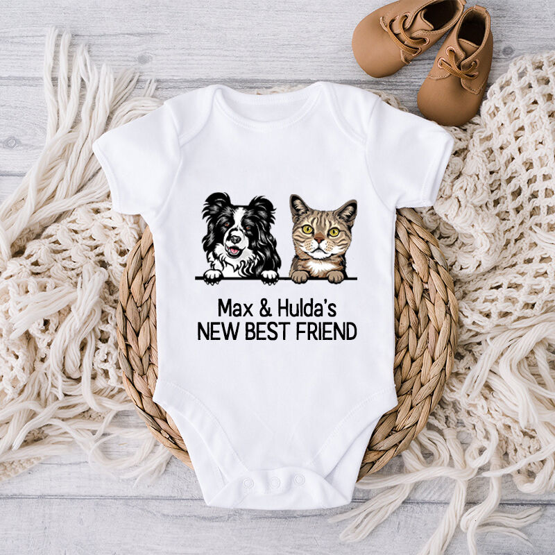 Personalized Baby Onesie New Best Friend Optional Pets Attractive Baby Shower Gift for Pet Lovers