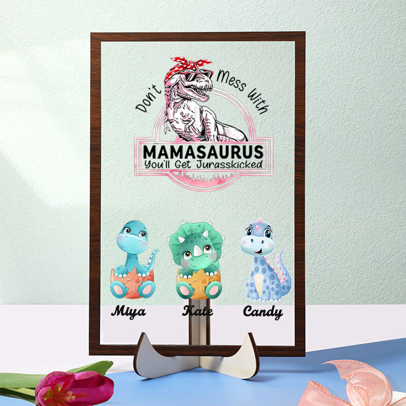 Cadre Photo Acrylique Personnalisé avec Motif Dinosaure Cadeau Fête des Mères