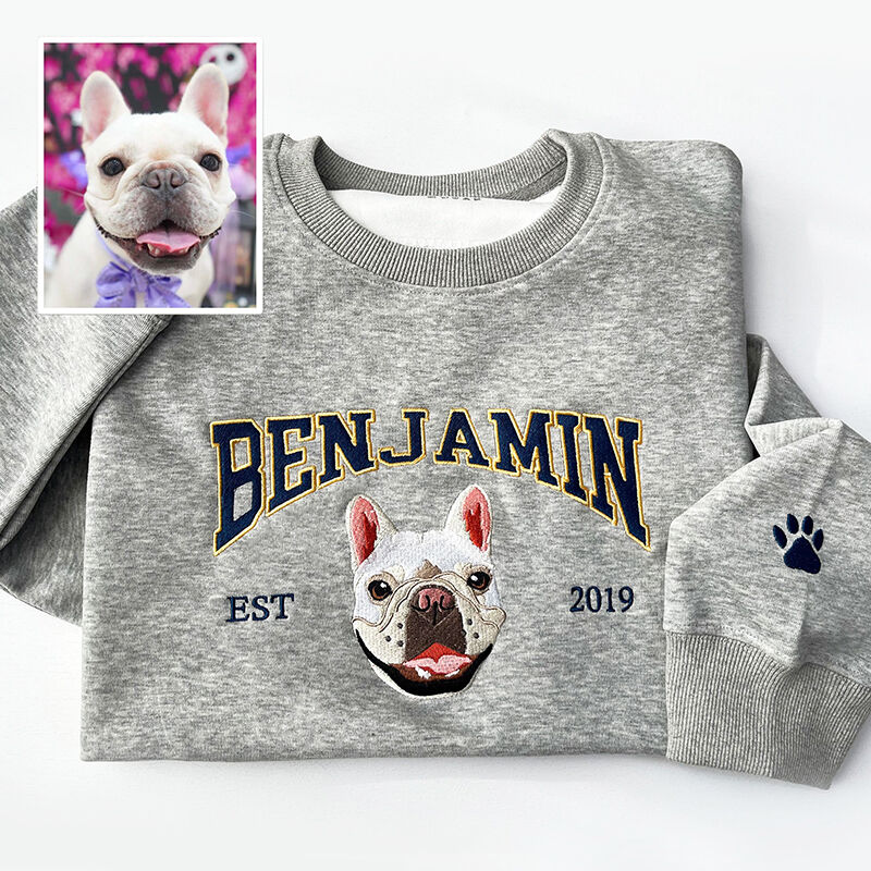 Personalisiertes Sweatshirt Stickerei Haustier Kopf benutzerdefinierte Foto Name Design Attraktives Geschenk für Tierliebhaber