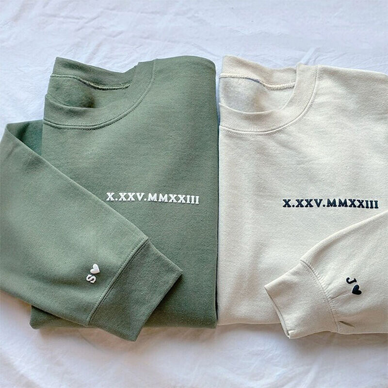 Personalisiertes Sweatshirt 3D Datum Warmes Geschenk zum Jahrestag