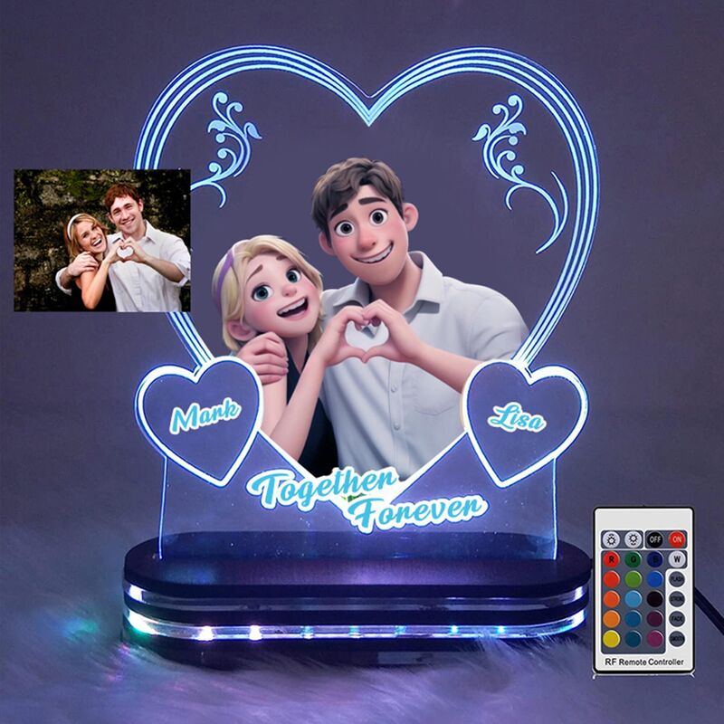 Personalized Acrylic Lamp Custom Cartoon Style Photo Cute Gift for Family