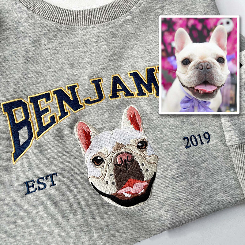 Personalisiertes Sweatshirt Stickerei Haustier Kopf benutzerdefinierte Foto Name Design Attraktives Geschenk für Tierliebhaber