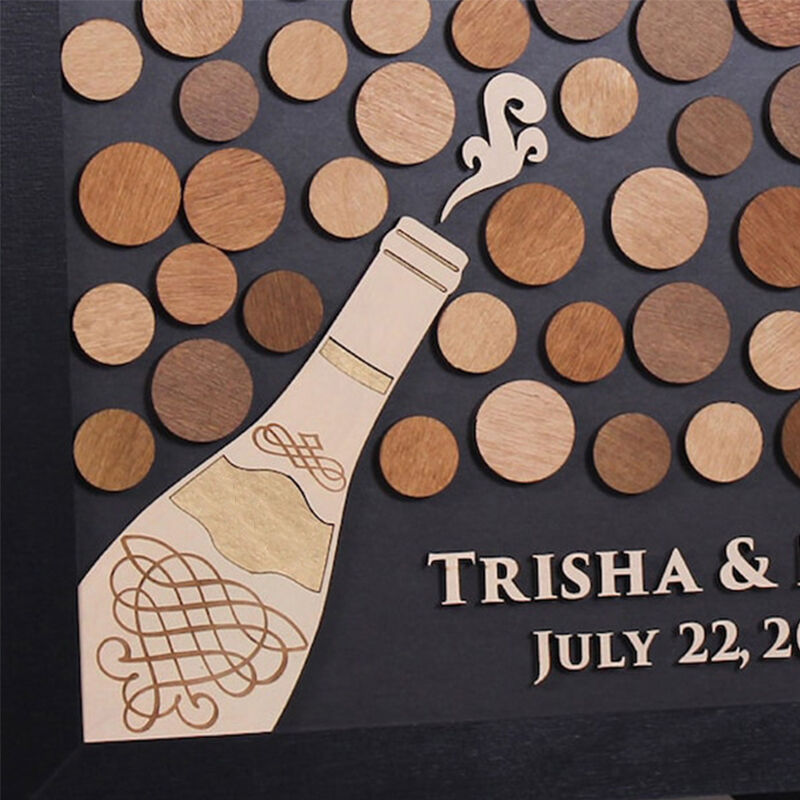 Personalized Wedding Guest Book Wine Bottle Pattern Funny Wedding Gift