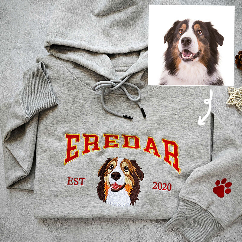 Personalisierte Hoodie Stickerei Haustier Kopf benutzerdefinierte Foto Name Design Attraktives Geschenk für Tierliebhaber