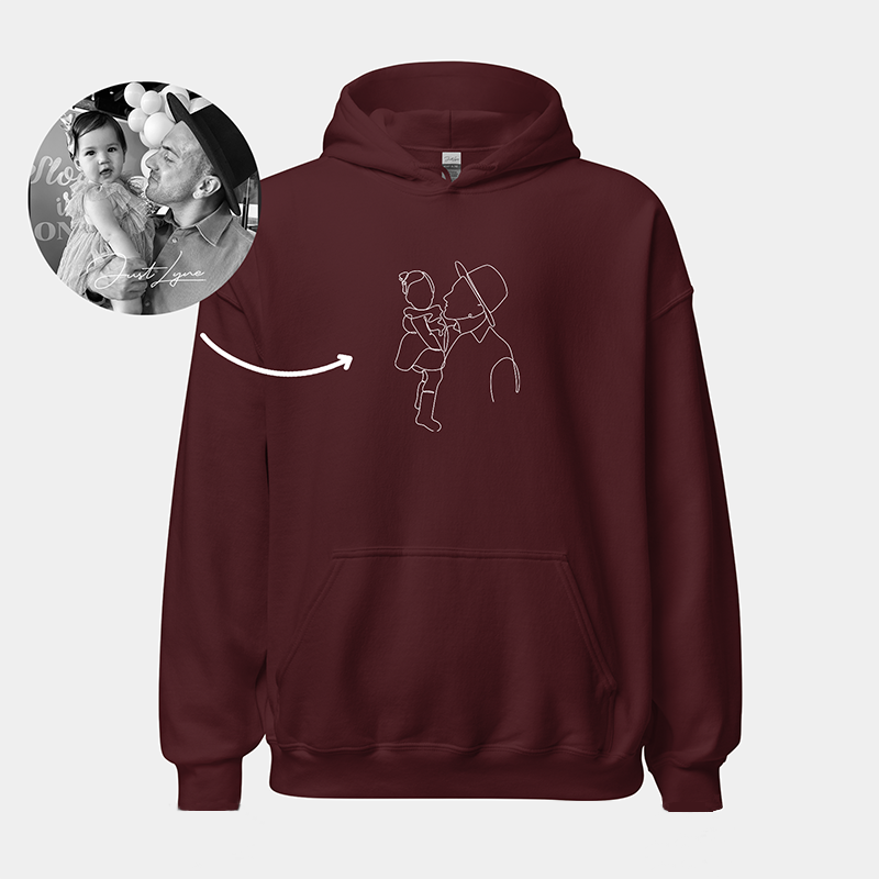 Personalisierter Kapuzenpullover Gesticktes Haustier Kopf Linie Umriss Bild und Name Großes Geschenk für Tierliebhaber