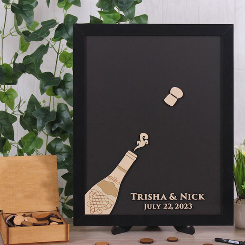 Personalized Wedding Guest Book Wine Bottle Pattern Funny Wedding Gift