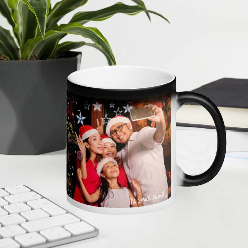 Tasse photo personnalisée pour l'échange magique d'eau chaude