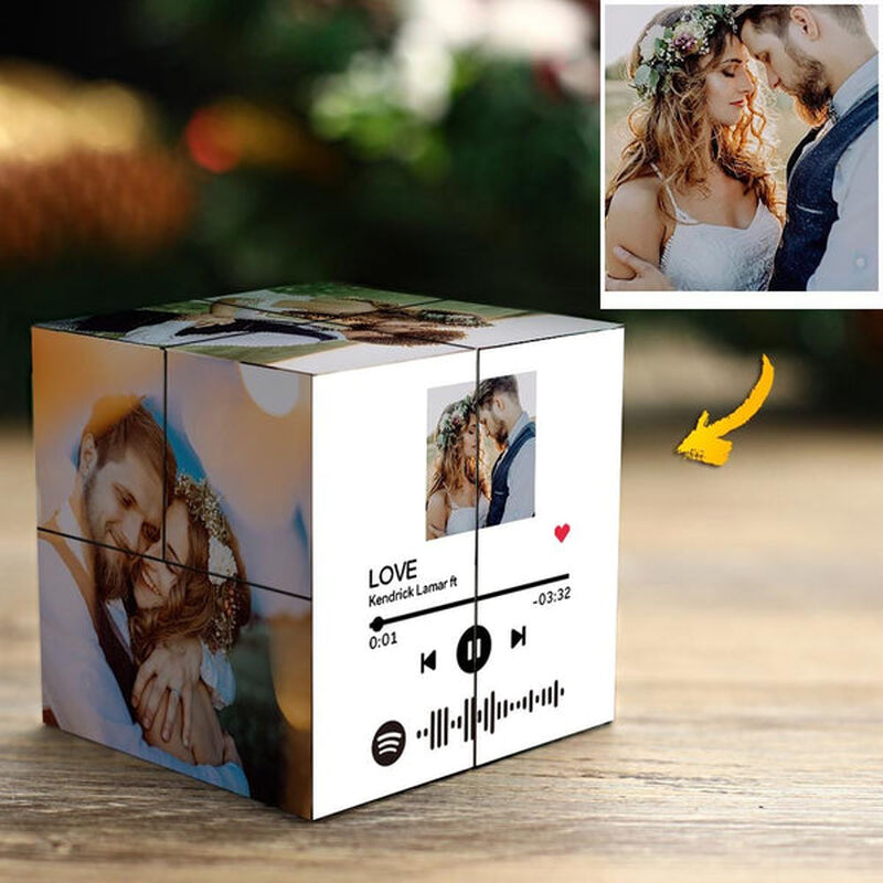Personalized Photo Cube With Spotify Fun Gift For Wedding