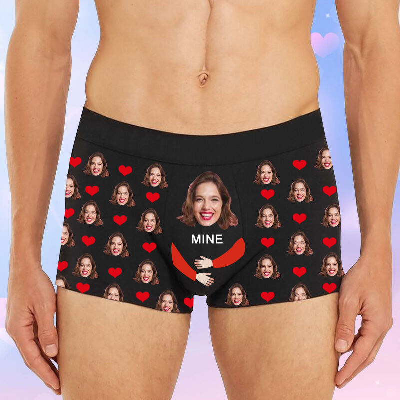 Personalisierte Bild Herren Unterwäsche Boxershorts mit Herz-Muster Kreatives Geschenk für Ehemann