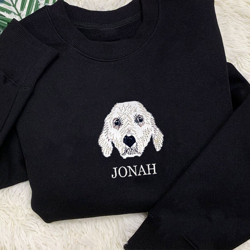 Personalisiertes Sweatshirt bestickt benutzerdefinierte Haustier Kopf Farbe Fotos Design Attraktives Geschenk für Tierliebhaber