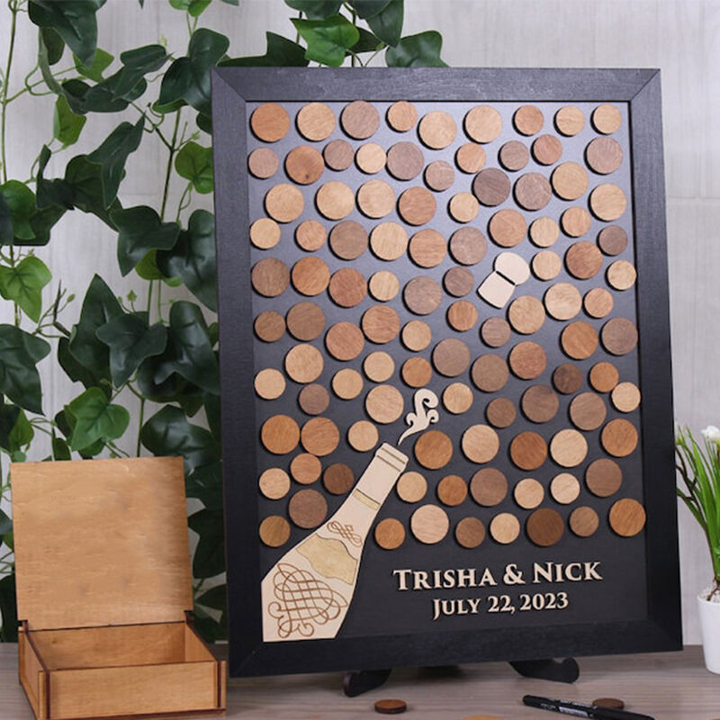 Personalized Wedding Guest Book Wine Bottle Pattern Funny Wedding Gift