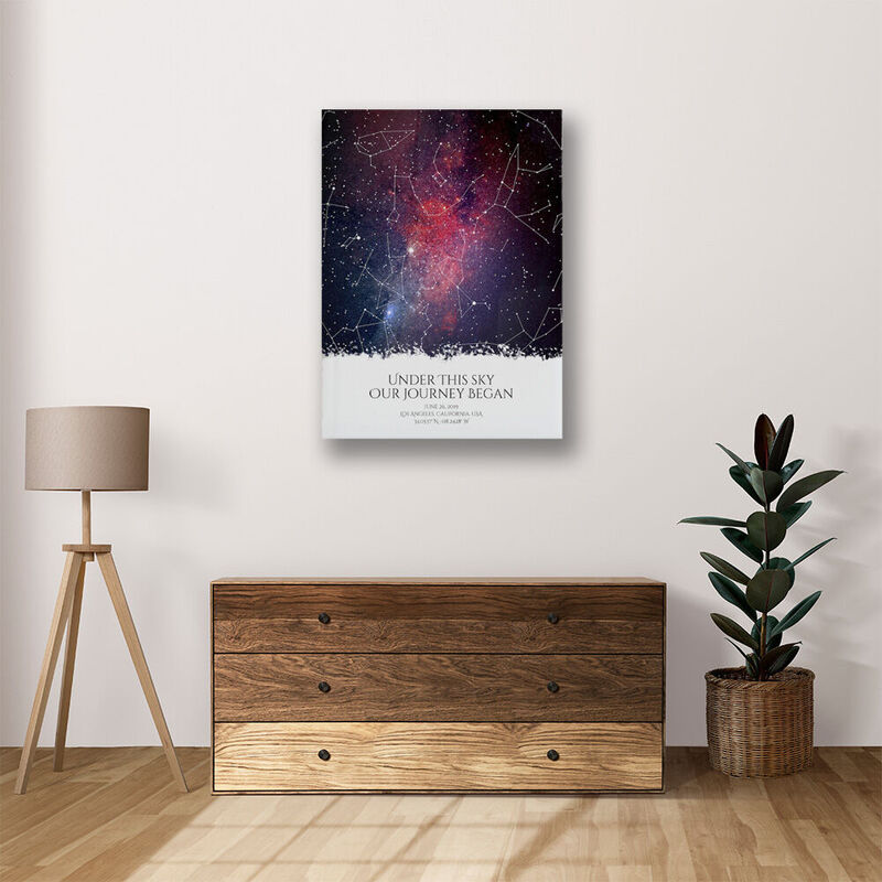 Tableau mural Carte des Etoiles Personnalisée avec Fond de Ciel Etoilé Meilleur Cadeau pour la Famille