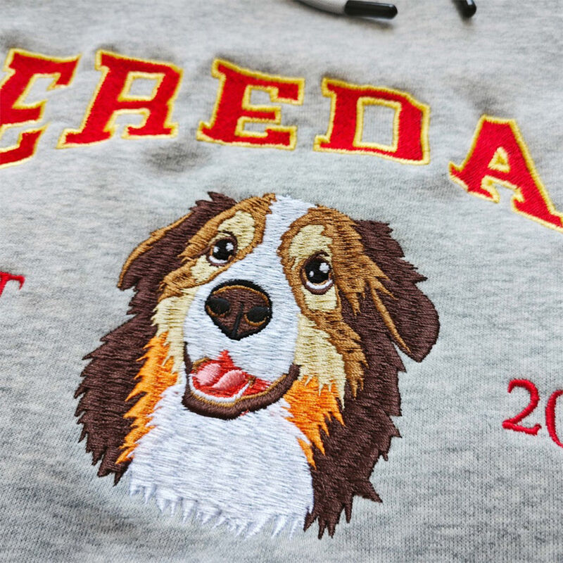 Personalisierte Hoodie Stickerei Haustier Kopf benutzerdefinierte Foto Name Design Attraktives Geschenk für Tierliebhaber