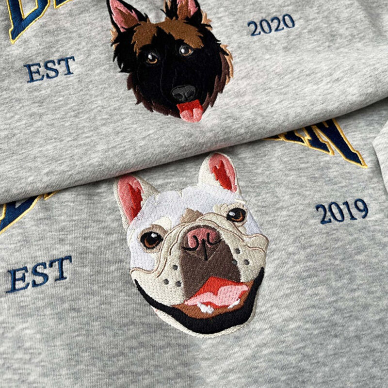 Personalisiertes Sweatshirt Stickerei Haustier Kopf benutzerdefinierte Foto Name Design Attraktives Geschenk für Tierliebhaber
