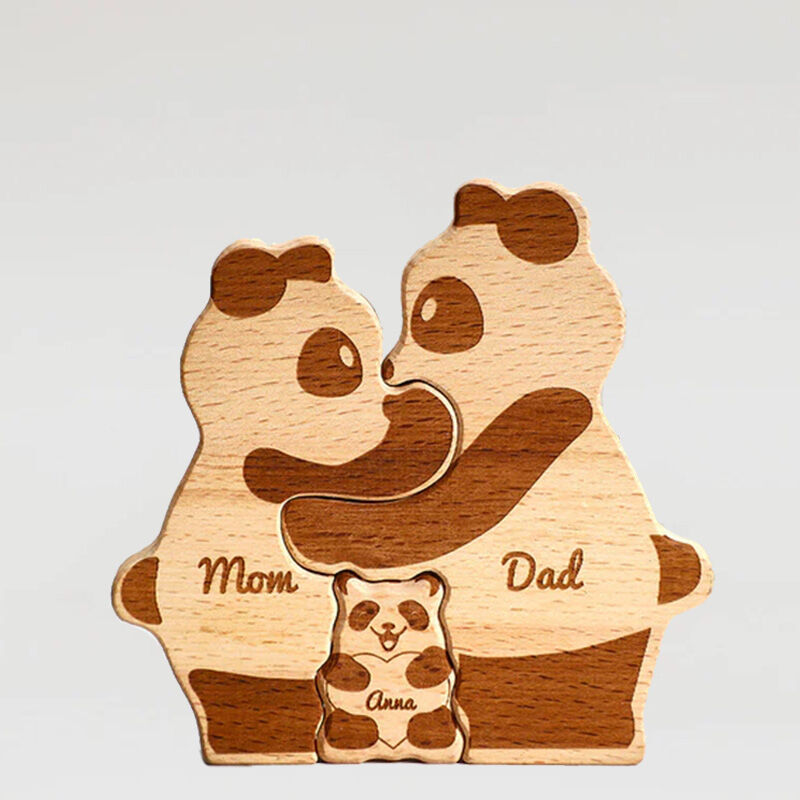 Puzzle familial personnalisé Panda Cadeau chaleureux pour la famille