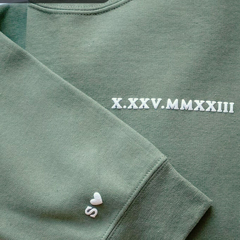 Personalisiertes Sweatshirt 3D Datum Warmes Geschenk zum Jahrestag