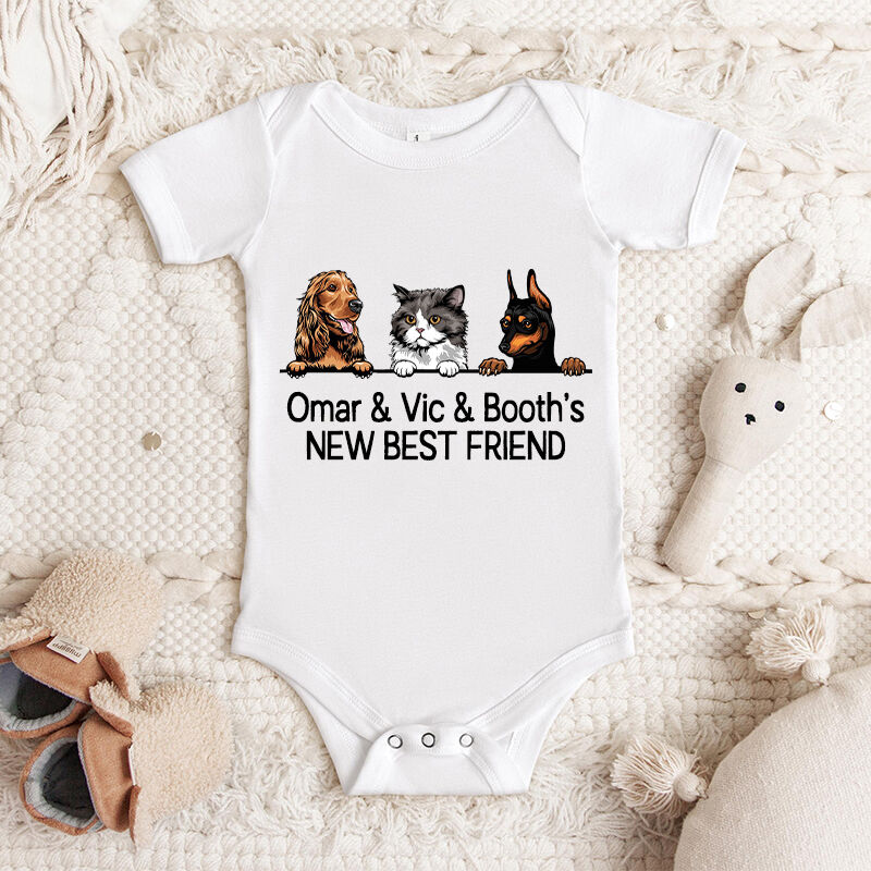 Personalized Baby Onesie New Best Friend Optional Pets Attractive Baby Shower Gift for Pet Lovers