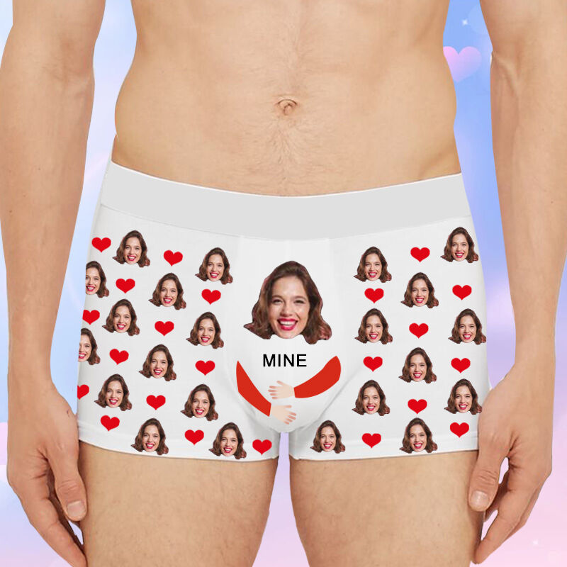 Personalisierte Bild Herren Unterwäsche Boxershorts mit Herz-Muster Kreatives Geschenk für Ehemann