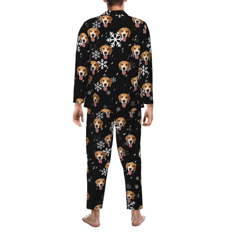 Personalisierte Pyjamas benutzerdefinierte Haustier Foto fallenden Schnee Szene ästhetisches Design Geschenk für Tierliebhaber