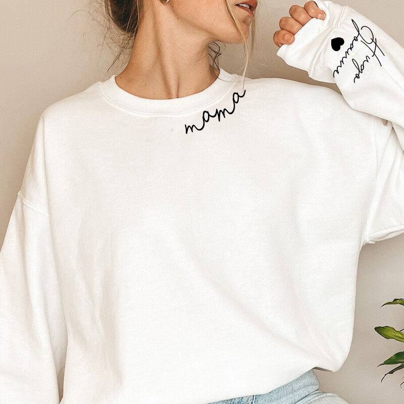 Personalisierte Mama Sweatshirt mit individuellem Namen auf dem Ärmel für Muttertag