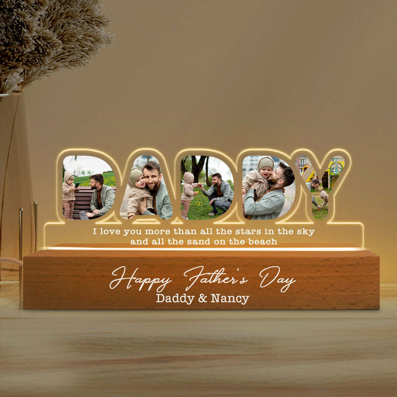 Lampe Lettre lumineuse LED personnalisée Photo amusante Cadeau de fête des pères