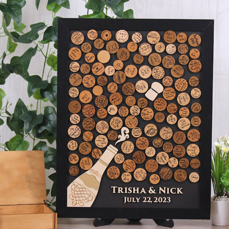 Personalized Wedding Guest Book Wine Bottle Pattern Funny Wedding Gift