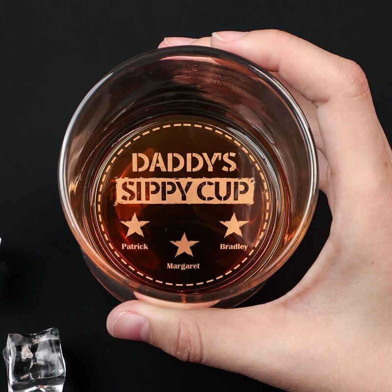 Personalized Whiskey Glass My Daddy's Sippy Cup with Custom Star Names Perfect for Father's Day