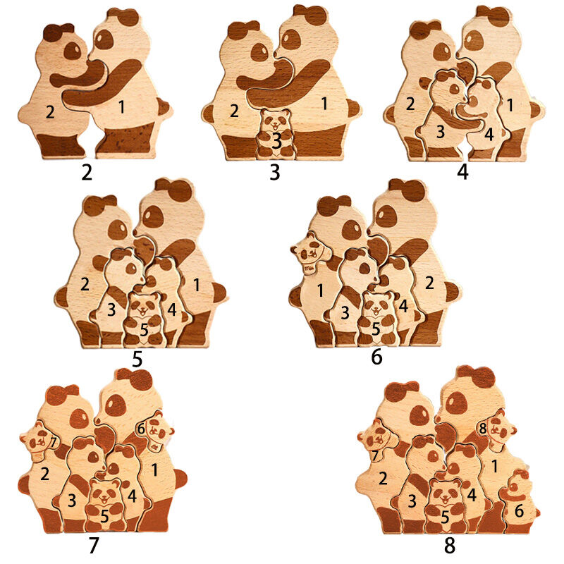 Puzzle familial personnalisé Panda Cadeau chaleureux pour la famille