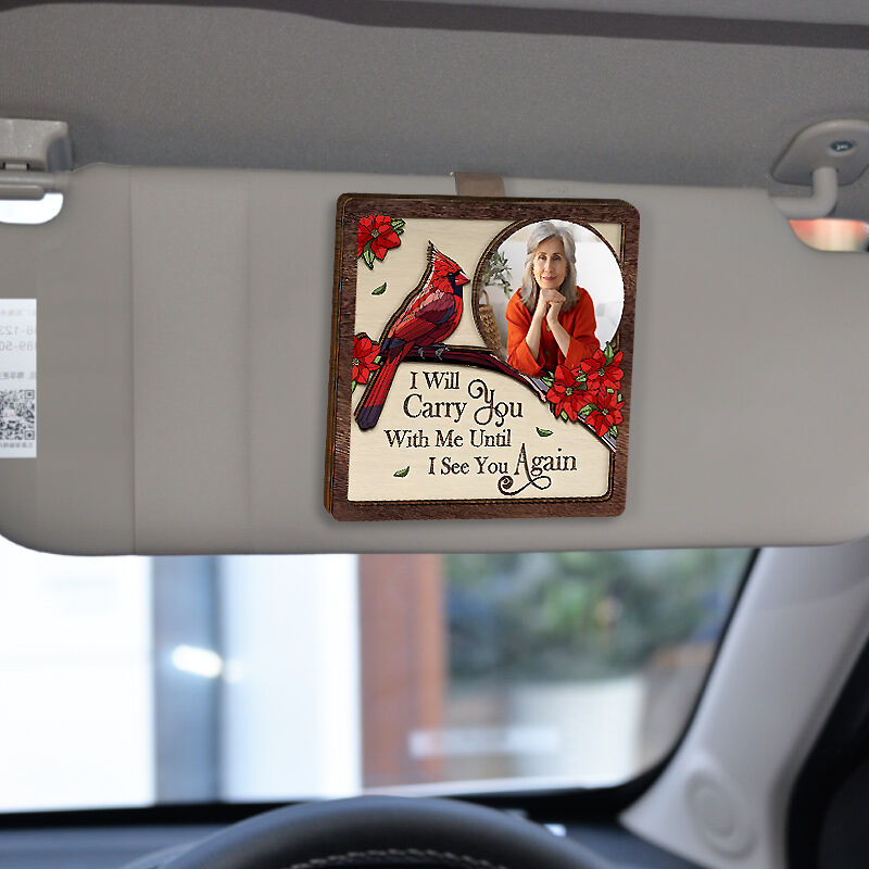 Customized Car Visor Clip with Red Bird Pattern as a Memorial Gift for Family Members