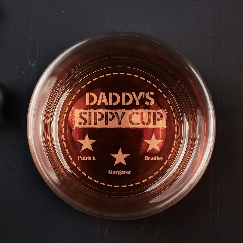 Personalized Whiskey Glass My Daddy's Sippy Cup with Custom Star Names Perfect for Father's Day