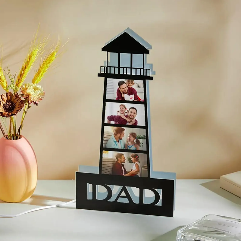 Personalized Picture Night Light Lighthouse Shaped Precious Gift for Mother