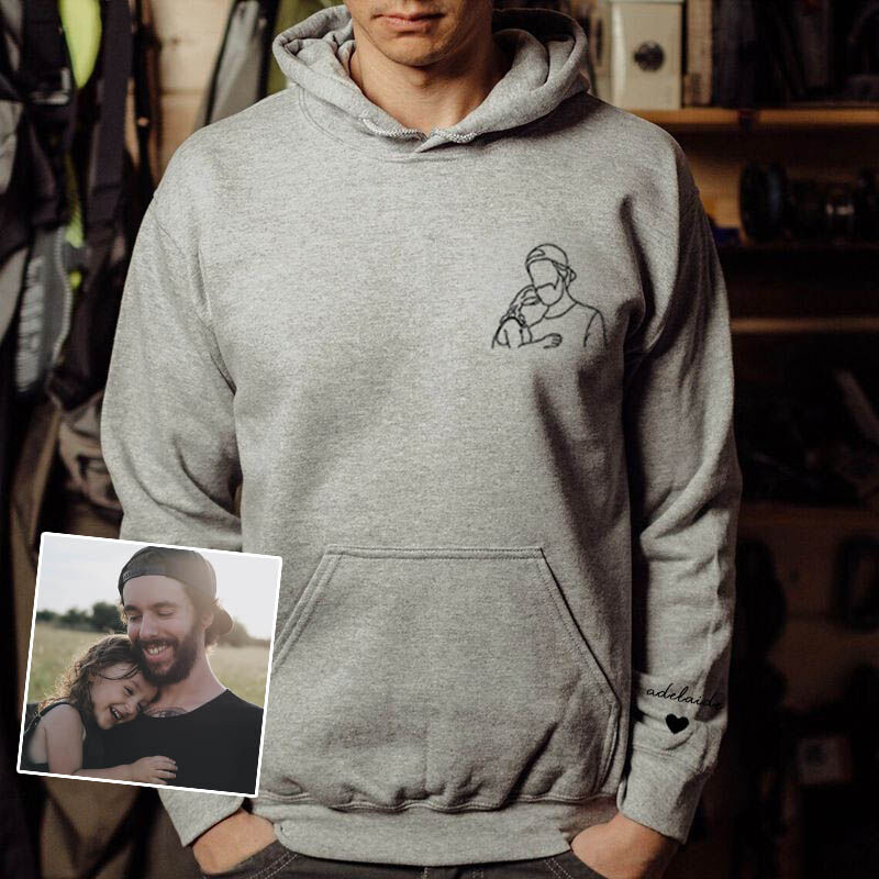 Personalisierte Hoodie Bild Linie Design mit benutzerdefinierten Namen auf dem Ärmel für lieber Papa
