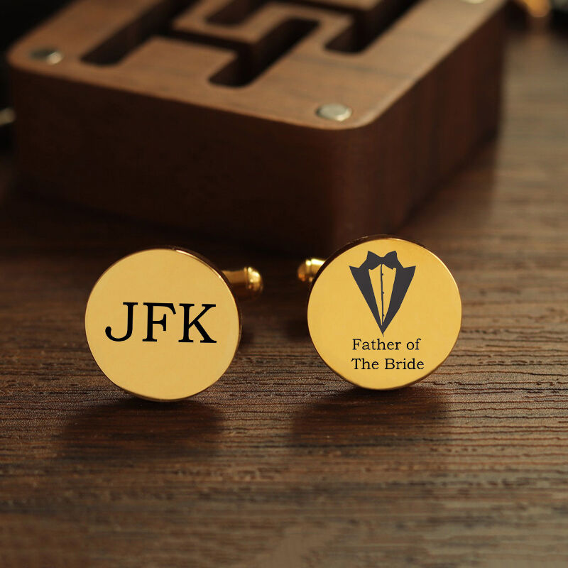 Personalized Custom Cufflink Suit Neckline Engraving Letters Design Perfect Gift for Him