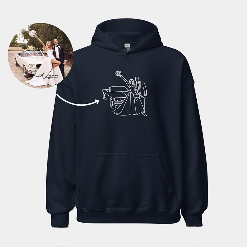 Personalisierter Kapuzenpullover Gesticktes Haustier Kopf Linie Umriss Bild und Name Großes Geschenk für Tierliebhaber